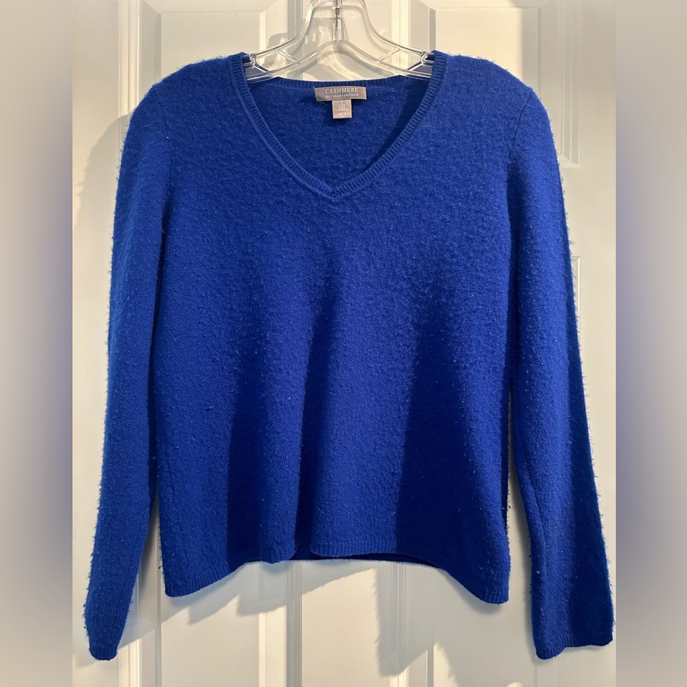 Blue V-Neck Women's Sweater 2-ply 100% Cashmere, small, cashmere by Charter Club